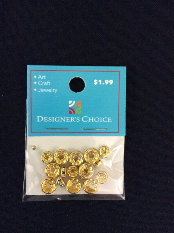 Spacer Gold Color w/rhinestone Assortment 6mm & 7mm(1.7mm hole ) 16 pcs