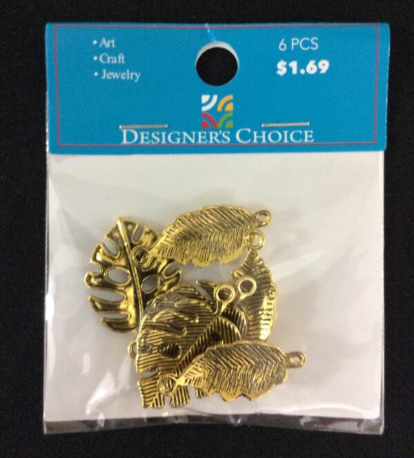 Leaf Charm Antique Gold 6pcs