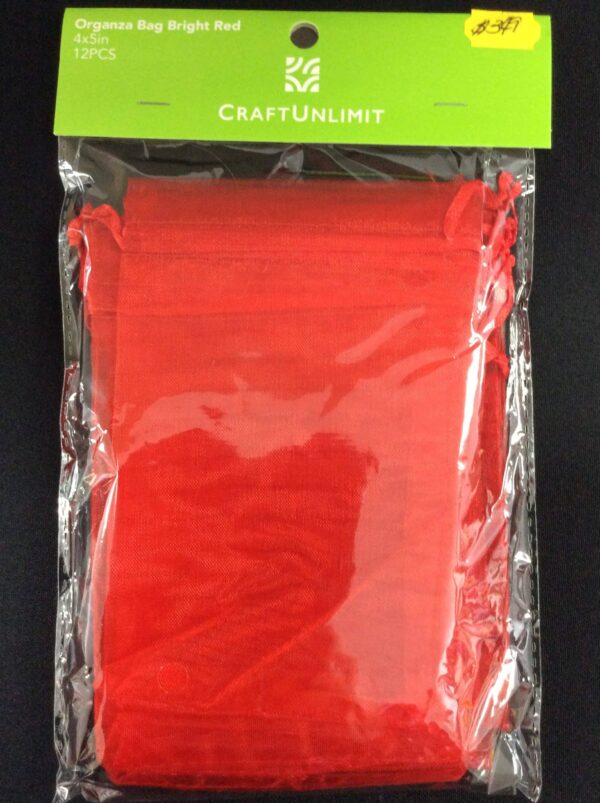 Organza Bag Bright Red 4x5 in (12 pcs)