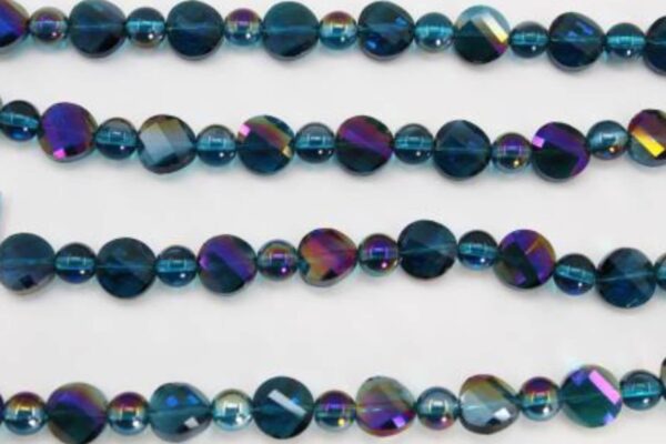 12mm New Turquoise Shaped Bead Glass 8 inch Strand