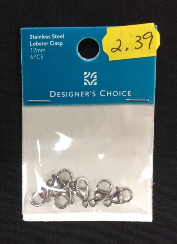 Stainless Steel Lobster Claps Silver 12mm 6pcs