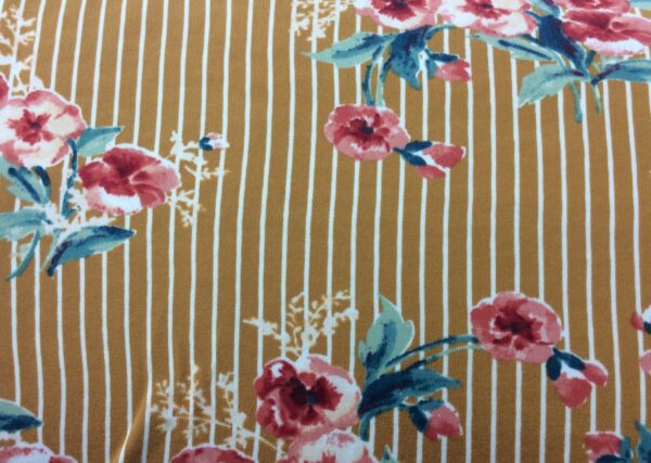 Lycra Print Flores fondo Mostaza